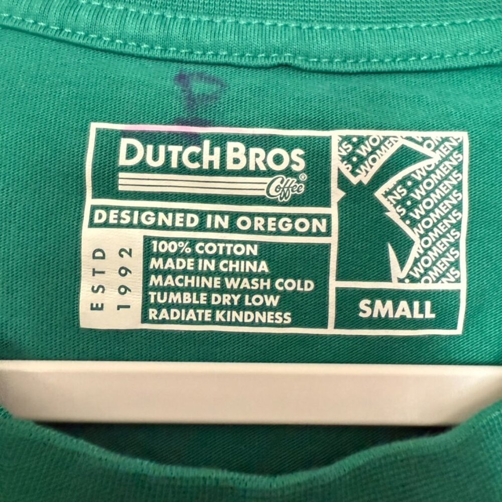 Dutch Bros Killer Coffee Long Sleeve Crew Neck Tee Women's S Green Casual - Picture 3 of 6
